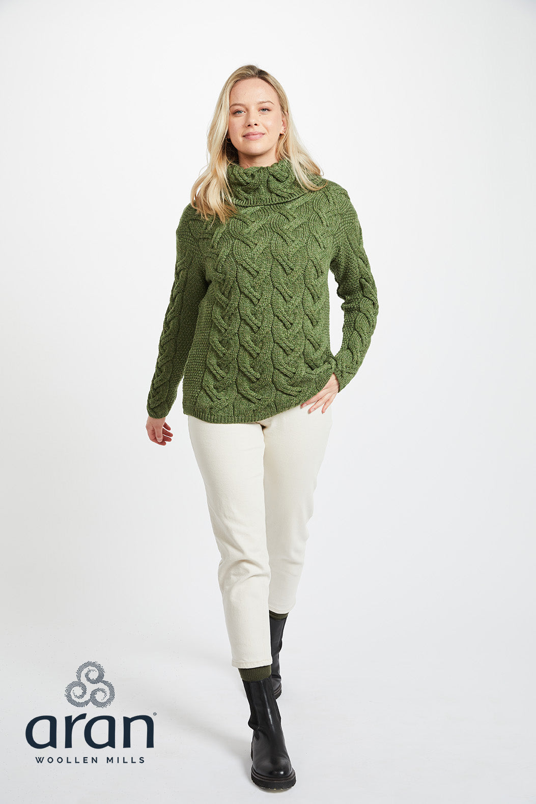 Ladies Supersoft Merino Wool Chunky Cable Sweater by Aran Mills