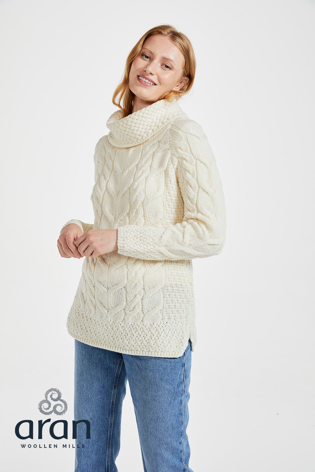 Cowl Neck Irish Sweaters For Women Ladies Supersoft Merino Wool