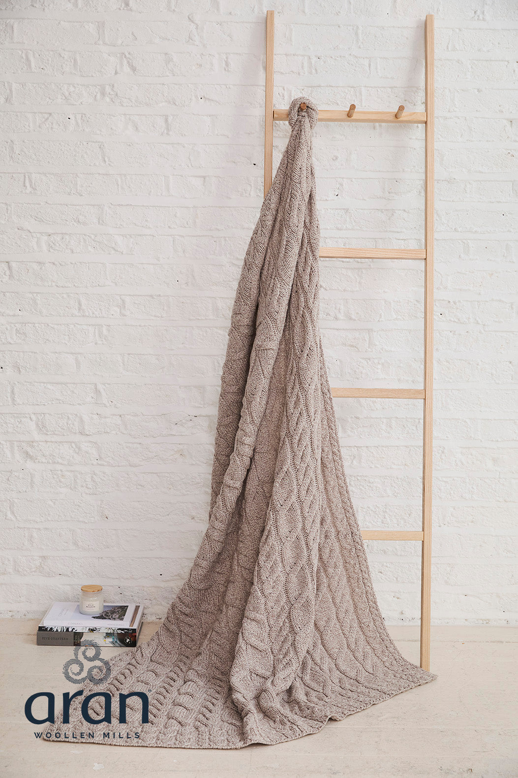 Supersoft Merino Wool Weave Design Blanket/Cover by Aran Mills - 9 Colours