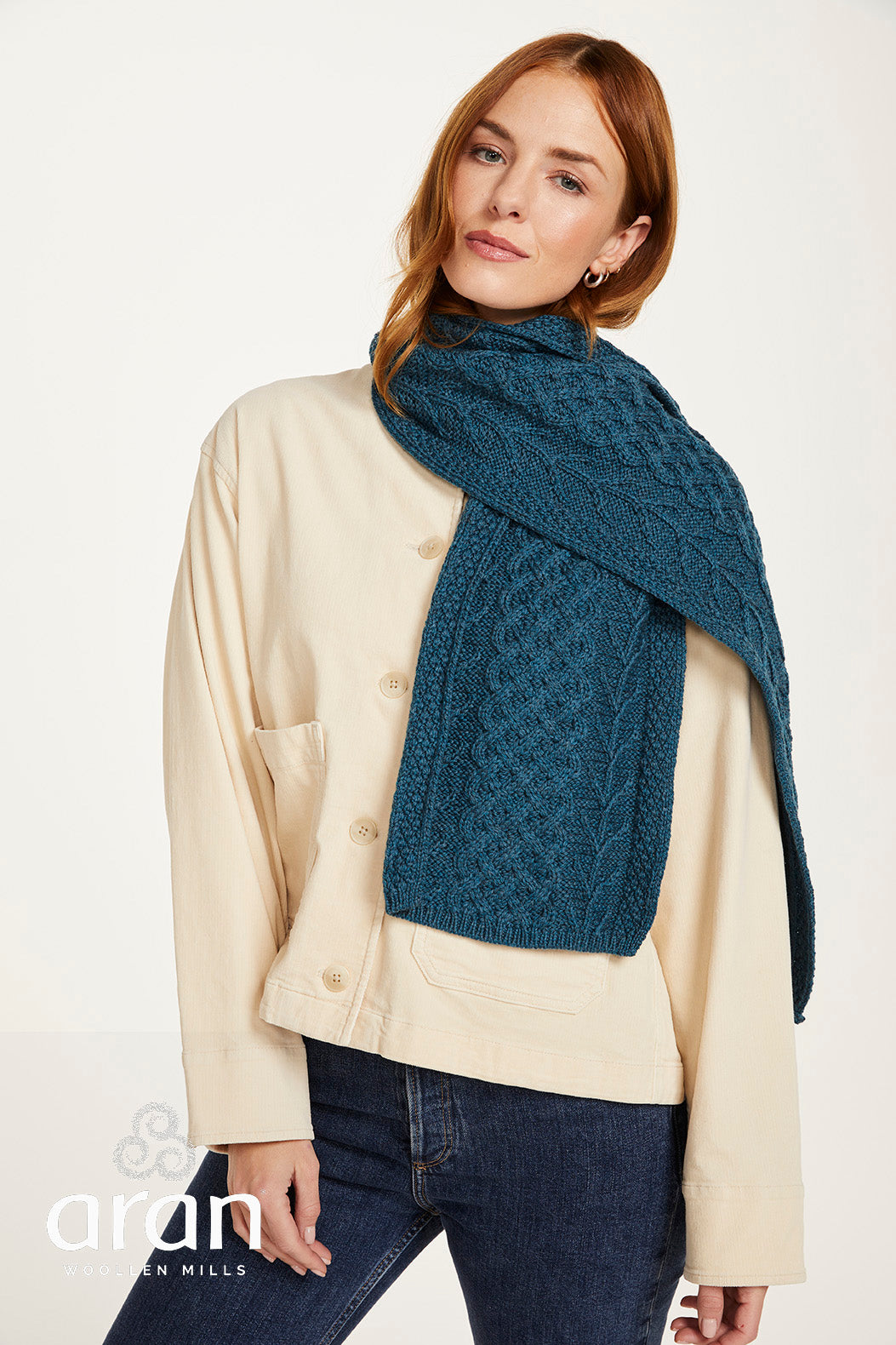 Ladies Supersoft Merino Wool Weave Design Scarf by Aran Mills - 5 Colours