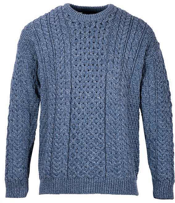 Aran Sweater Market Men's Cable Knit Crew Neck Sweater