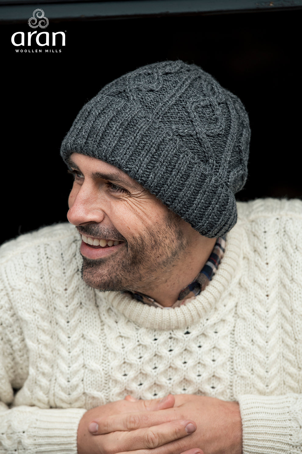 Men&#39;s Supersoft Merino Wool Zig-zag Cable Hat by Aran Mills - 5 Colours
