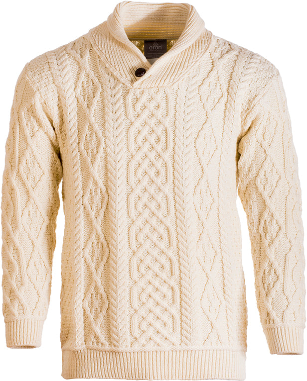 Men's Supersoft Merino Wool Button Finish Sweater by Aran Mills